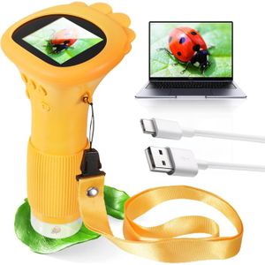 Microscope Portable Mini HD 60X-120X Avec Lampe LED - Pour Enfants, éducatif - Connectable Smartphone