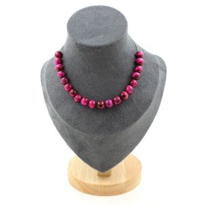 Collier œil De Tigre Rouge - 20 Perles De 8mm, Chaîne En Acier, Neuf Avec étiquettes