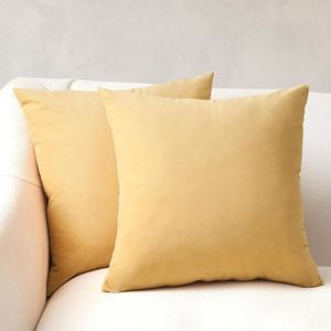 Housse de coussin en coton 50 cm jaune - Décoration textile - Tikamoon