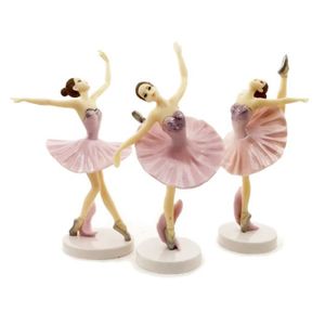 Folewr Lot de 3 décorations en plastique pour gâteau d'anniversaire Motif danseuse de ballet 