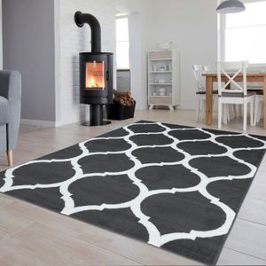 Tapiso Luxury Tapis De Salon Chambre Ado Design Moderne Blanc Gris
