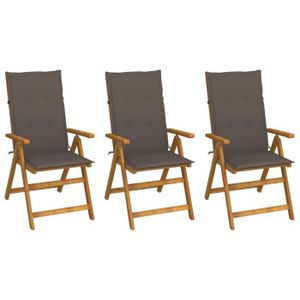 Tidyard Chaises de Jardin Pliable Chaises d’extérieur en Bois avec Coussins Rouge 4 pcs 