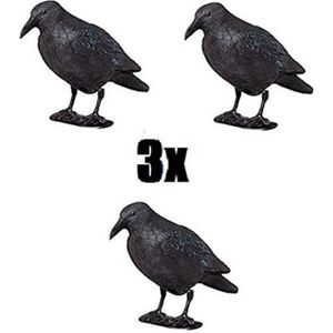 STATUE - STATUETTE   Lot de trois Brema Figurine De Jardin | 3x Corbeau Anti-Pigeon Et De Décoration | Noir | Figurine En Plastique