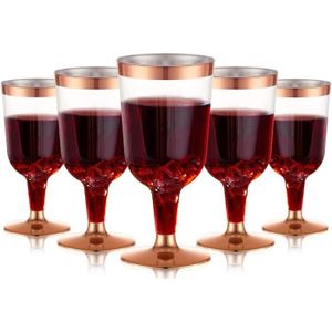 6 Verre à vin rose gold en plastique pas cher - Dragées Anahita