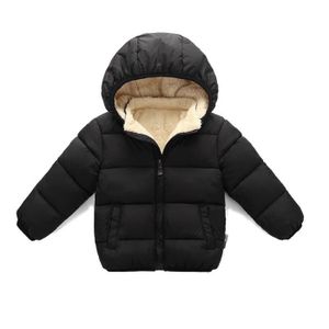 PARKA Hiver Coton vêtement parka Enfants épaissie manteau veste Trench coat jacket avec capuche blouse Noir