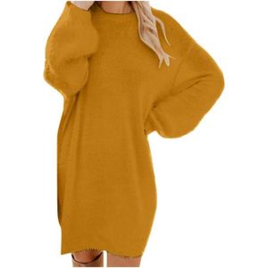 PULL Pull Femme Col O Sexy Ample Chic Et Elegant en Maille Long Pullover Tricot Casual Tendance À Manche PULL - CHANDAIL Or