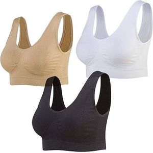 SOUTIEN-GORGE 3pcs Soutiens-Gorge de Sans Couture Femme Sport Yoga Lingerie Brassière Sans Armature avec Coussinets Amovibles Fitness Jogging Bra