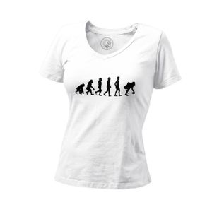 T-SHIRT MAILLOT DE SPORT T-shirt Femme - FABULOUS - Evolution Football Americain USA - Col V - Manches courtes - Blanc
