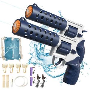 PISTOLET À EAU Pistolet à eau électrique jouet pour enfants, pistolet à eau double avec sac à dos à éclatement automatique, bleu
