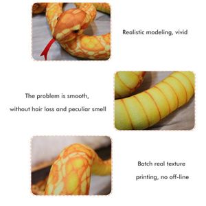 PELUCHE Qqmora jouet de serpent en peluche 200cm Simulation peluche python jouet pour enfants en peluche Animal serpent jouet jeux peluche