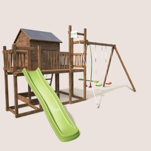 STATION DE JEUX Aire de jeux pour enfant maisonnette avec portique