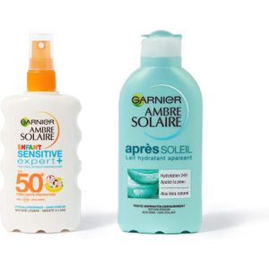 SOLAIRE CORPS VISAGE Garnier Ambre Solaire - Coffret Protection Solaire Complète - Spray Solaire Enfant FPS 50 + Sensitive Expert+ - Lait [596]