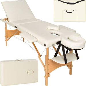 TABLE DE MASSAGE - TABLE DE SOIN TECTAKE Table de massage portable pliante à 3 zones DANIEL Sac de transport compris 210 x 95 x 62 - 84 cm - Beige