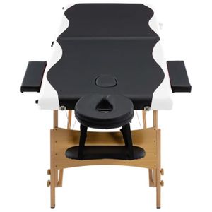 TABLE DE MASSAGE - TABLE DE SOIN NEUF Table de massage pliable 2 zones Bois Noir et blanc En Stock YESMAEFR