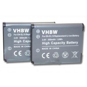 BATTERIE APPAREIL PHOTO vhbw 2x Batteries compatible avec Nikon CoolPix A3