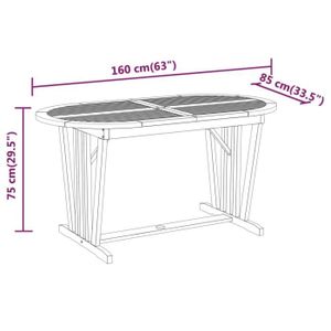 TABLE DE JARDIN  FAR - Table de jardin 160x85x75 cm Bois d'eucalyptus solide - DX1380