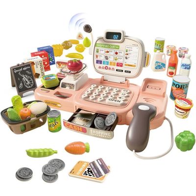 Caisse Enregistreuse Jouet Enfant Avec Scanner Intelligent, Sons Réalistes, Argent Fictif, Panier & Carte Crédit – Cadeau Éducatif 3-8 Ans Garçons Filles