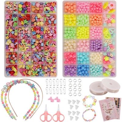 Galerie SV – Coffret De 1000 Perles Pour Bracelets DIY – Kit Bijoux Enfants 5-12 Ans – Avec Accessoires