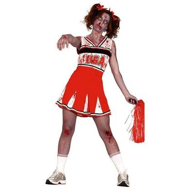 Ntwdby Deguisement Pompom Girl Zombie, Déguisement Pompom Girl Halloween, Zombie Cheerleader Costume avec des Pompons, Costumes de cheerleading
