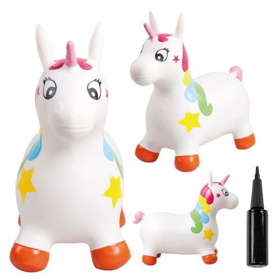 Animal Sauteur En Forme De Licorne - Ballon Gonflable, Charge Max 50 Kg, Pompe Incluse, Sans BPA - Jouet D'Intérieur/Extérieur Pour Enfant