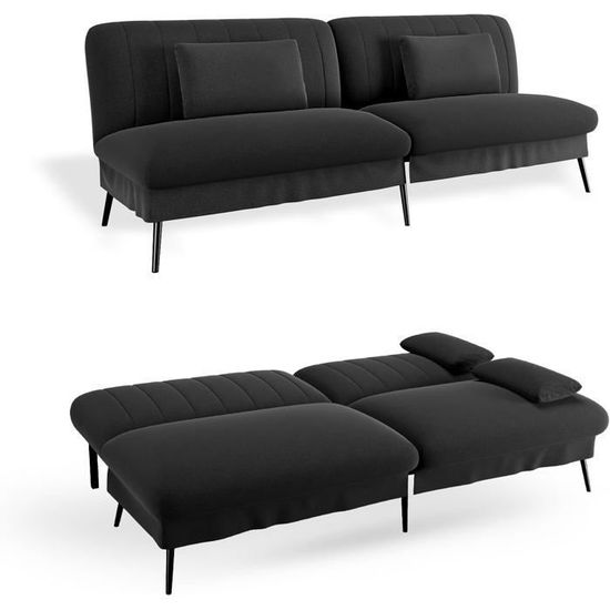 Fonction couchage] Canapé-lit 2 places moderne, dossier réglable, pieds métal doré, lit intégré, meuble 2-en-1., Blanc | Leroy Merlin