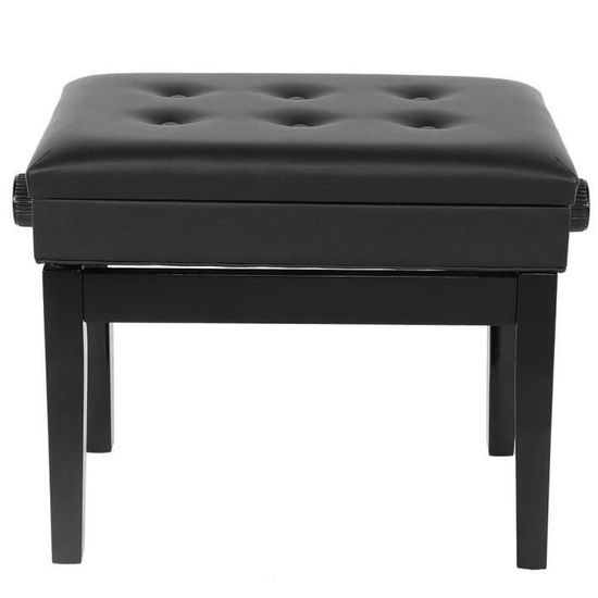 Tabouret De Piano HOMCOM - Banc Rembourré Noir Avec Pieds En Bois Massif 75x35x49cm