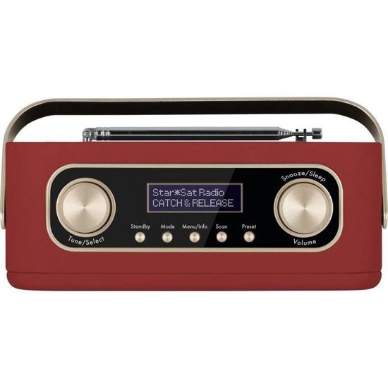 Nordmende Transita 120 Radio DAB+ Portatile - Design Retrò, Batteria 24h, Sveglia, FM - Rosso - Foto 7