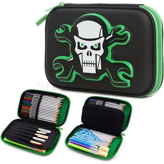 Trousse à Crayons Double Compartiment - Motif Chat/Chien - Grande Capacité Pour École, Bureau, Voyage