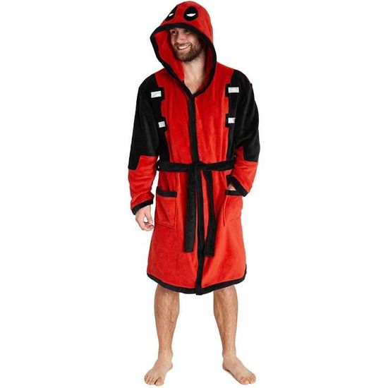 Deadpool Robe De Chambre Homme Peignoir En Polaire Avec Capuche