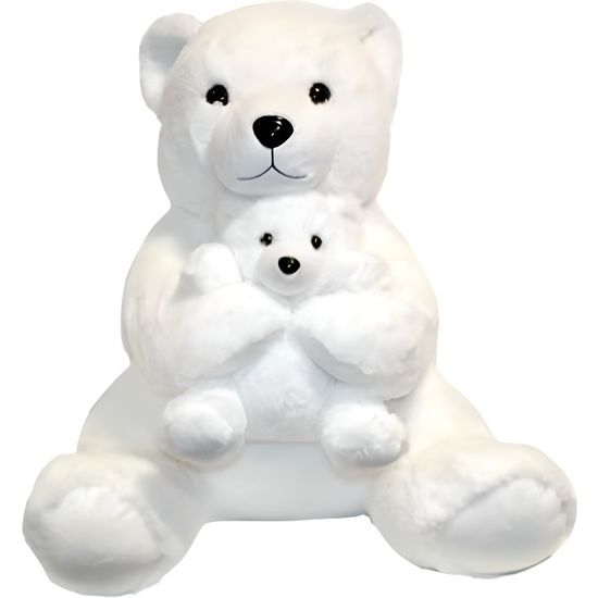 Peluche Ours Geant Polaire Maman Avec Bebe 50 Cm Cdiscount Electromenager