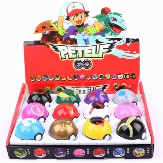 Lot 12 Pokeball Pokemon figurine jouet Pikachu ronflex Jigglypuff enfant  anime avec boîte