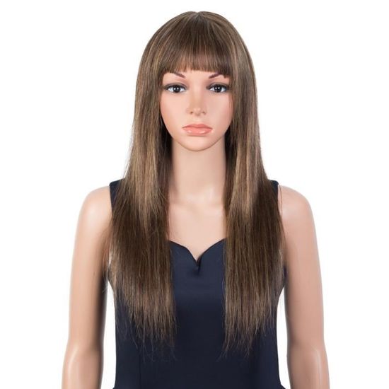Perruque Cheveux Humains Brésiliens Brune Avec Frange - Longueur 10 Pouces - Neuve Sans étiquette