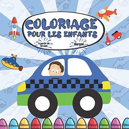 Coloriage Pour Les Enfants A Partir De 18 Mois Garcon Livre De Dessin Pour Garcons Avec Tracteur Camion Voitures Avions Et Bien Cdiscount Jeux Jouets