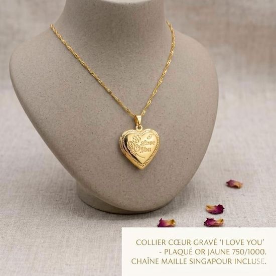 Pendentif Médaille Cœur 'Toi Et Moi' En Plaqué Or - Jolie Médaille J01J13, Occasion