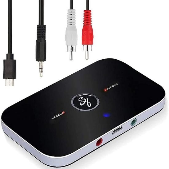 Adaptateur Bluetooth 5.0 Émetteur & Récepteur Audio - Convertisseur Stéréo Sans Fil - Compatible Voiture, TV, Enceintes - Qualité Son Claire