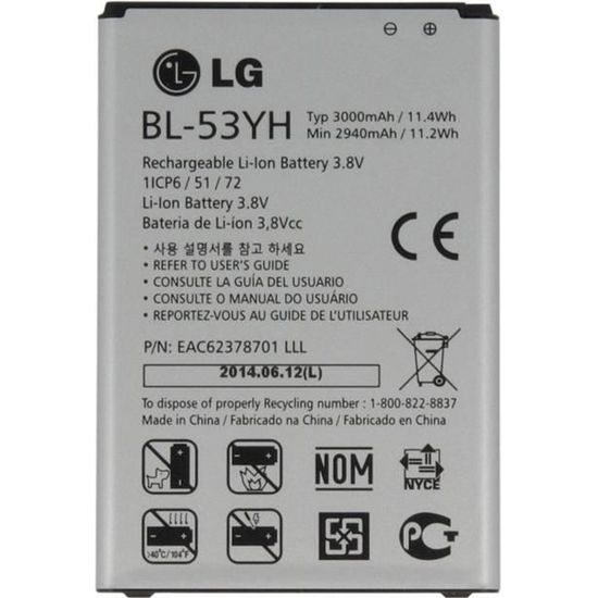 Batterie D'Origine LG Pour LG G3 - 3000mAh BL-53YH - Téléphonie