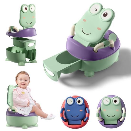 Pot De Toilette Pour Enfant LZQ - Design Grenouille, Poignées, Antidérapant - À Partir De 1 An - Facile à Vider