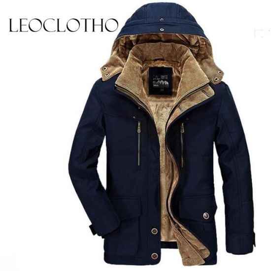 Manteau a Capuche LEOCLOTHO Homme Coupe Decontractee Velours Bleu Cdiscount Pret a Porter