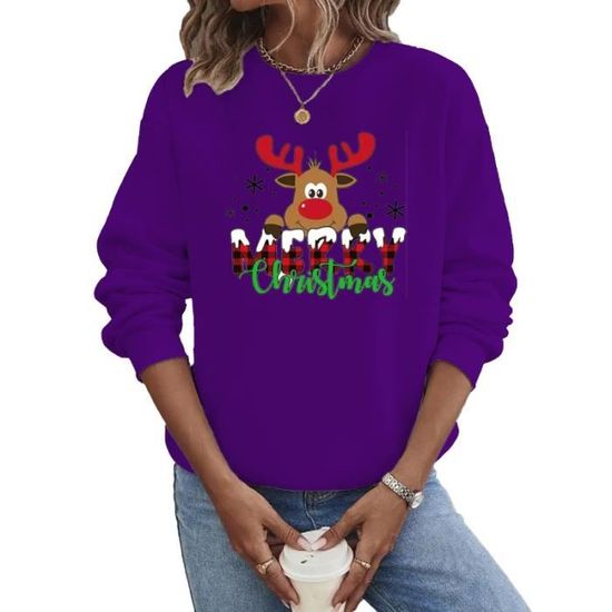 Ugly Pull Noel Rigolo Femme Hiver, Drole Pull De Noel Femmes,Pull Noel Moche ,Pull Noel Famille Assortis,Pull Noel Famille,Noel Sweat Polaire Hiver Chaud Sweatshirt Femme A Manche Longues