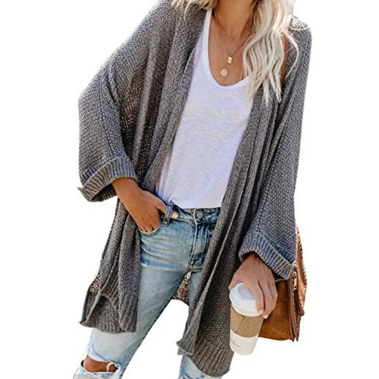 Cardigan Femme Oversize En Tricot - Manches Chauve-souris Longues - Avec Poches - Grandes Tailles