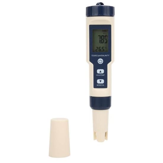 PH Metre 5 En 1 Numérique,Testeur PH,5 En 1 PH Metre Alimentaire(PH/TDS/EC/ SALT/TEMP)PH Mètre Numérique Avec LCD Rétroéclairé Et Étalonnage | Leroy Merlin