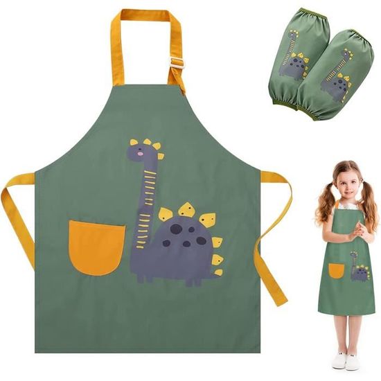 Tablier Peinture Enfant 2PCS Smock D'art Pour Peinture Cuisine Coloriage Nourrissage 3 8 Ans