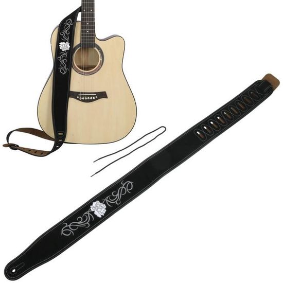 Sangle De Guitare Électrique Réglable 81-138 Cm Avec Extrémité Cuir - Motif Jacquard Tressée Pour Basse Et Acoustique