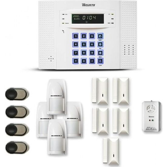 Alarme maison sans fil DNB 4 à 5 pièces mouvement + intrusion + détecteur gaz - Compatible Box / GSM