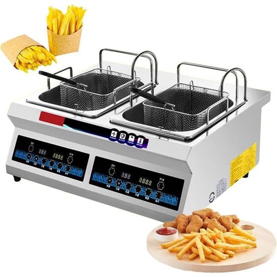 Friteuse Restaurant Qualité Friteuse électrique CROSSON 6L - Minuterie, Réservoir Amovible, Tête Rotative Réservoir Huile Amovible