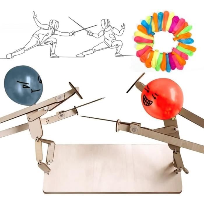 Jeu De Combat Ballon Bambou – Marionnettes Escrime En Bois – 2 Joueurs – Duel D’Épées Et Boucliers – Réflexes