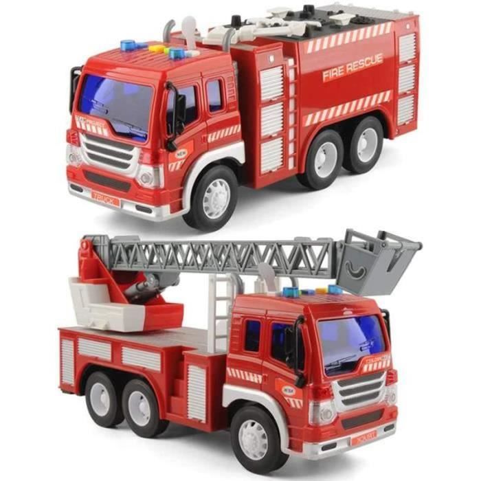GizmoVine Jouets pour 2 Ans 3 Ans Garçons, 2PCS Éducation précoce Voiture Jouet Camion de Pompier Firetruck pourTout-Petits & Enfant