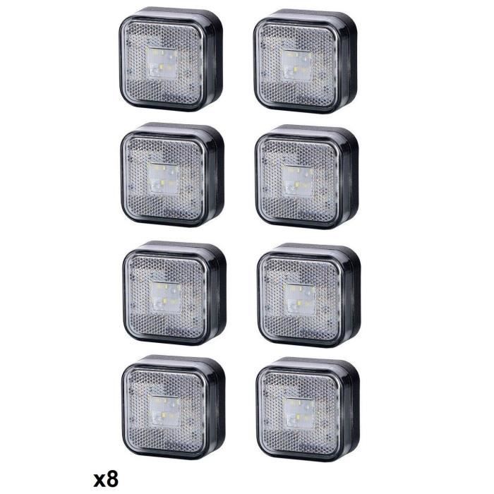 Ensemble De 8 Feux De Gabarit 12-24V Avant Blanc Catadioptre E9 Camion Caravane
