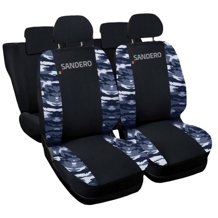 Housses de siège deux-colorés pour Dacia Sandero - noir cam bleu