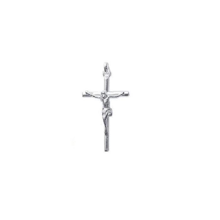 PENDENTIF Grande CROIX Chrétienne + CHRIST ARGENT